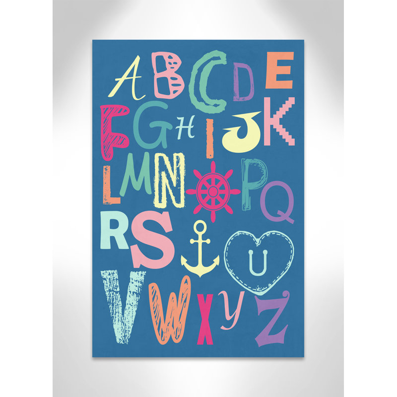Alphabet imprimé sur papier, H 36 po x l 24 po x P 1,5 po, Canevas