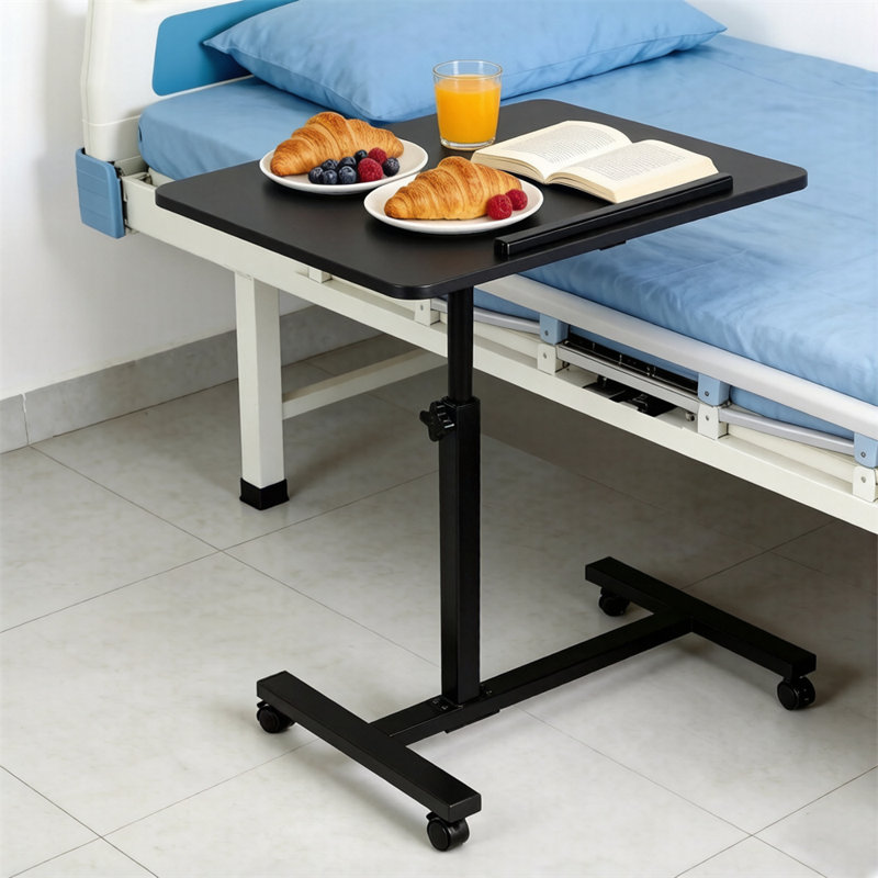 Height Adjustable Side Table with Wheels
