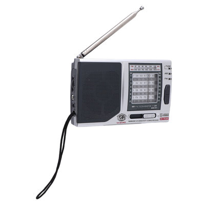 Portable Radio Silver High Sensitivity HiFi Sound Quality Full Band AM FM SW with Speaker for Outdoor