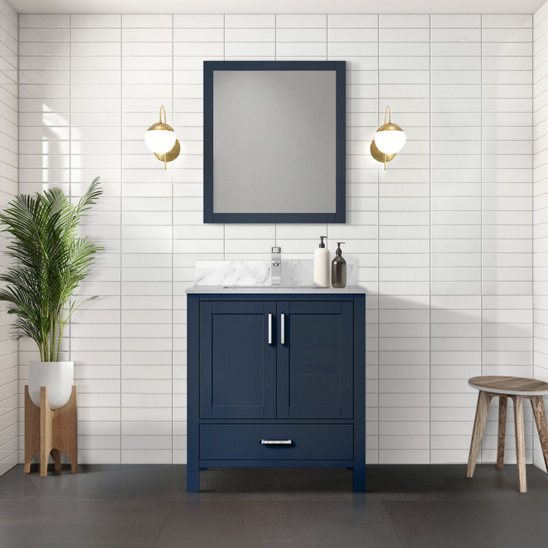Meuble-lavabo simple Big Sur, Blanc, 60", Marbre de Carrare blanc
