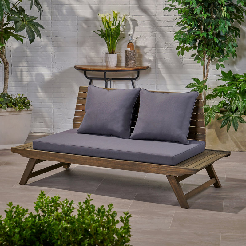 Causeuse de patio, Gray Cushion/Brown Frame