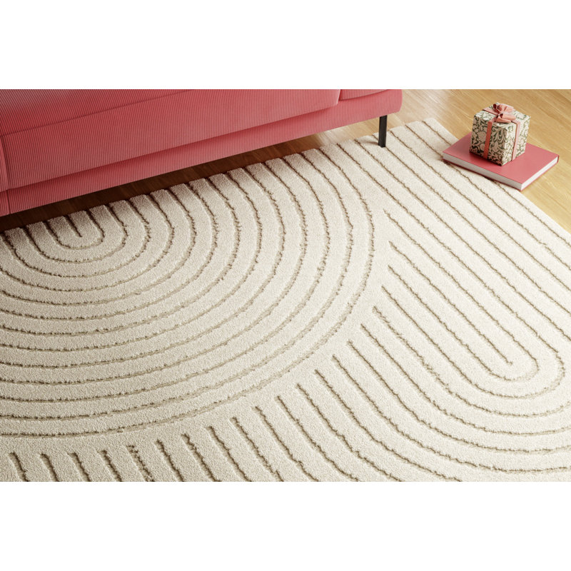 Moya High-Quality Shag Grey Beige Rug, Rectangle 80 x 150cm