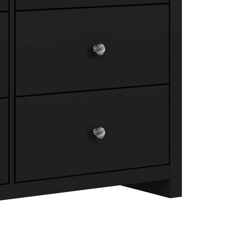 Commode double Tevrat à 6 tiroirs, Noir / chêne noueux