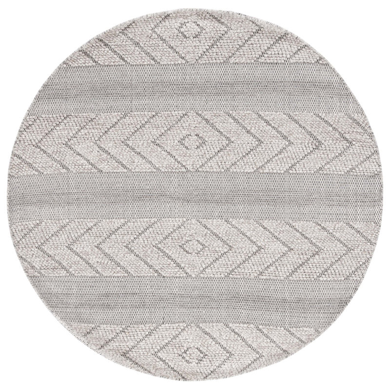 Tapis rayé en laine / coton Ailiedh Vermont, Rond 6 pi