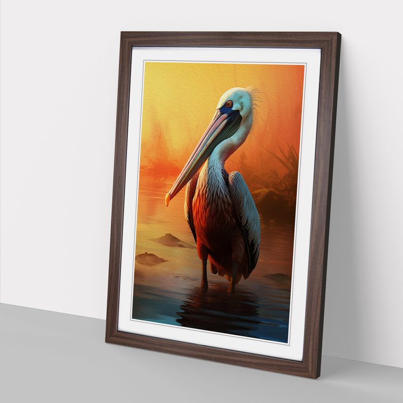 Pelican Digital - Framed Print, 34cm H x 25cm W, Walnut Framed