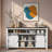 Farmhouse Sideboard With Sliding Barn Door, Mesh Panels And Open Storage-1257280623