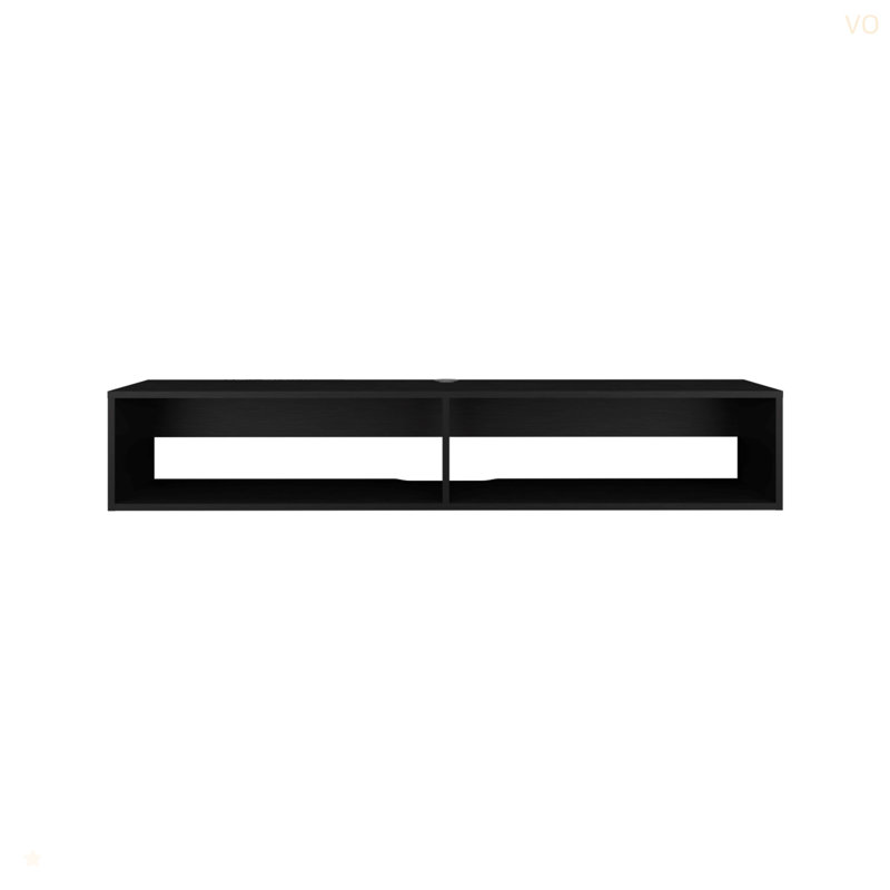 TV Stand 10.4" H, With 2 Shelves, Black