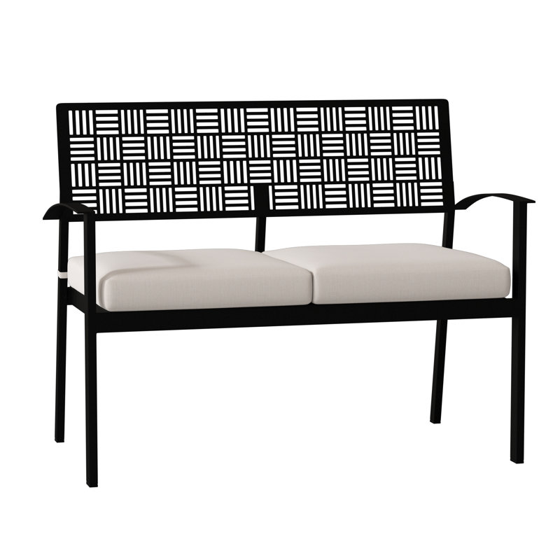 Banc de jardin New Century, Toile Sunbrella® mouchetée, Noir texturé