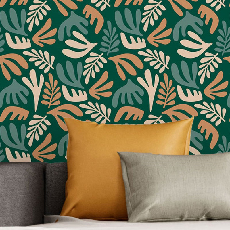 Abstract Leaves 96" L X 24" W Peel And Stick Wallpaper N016050