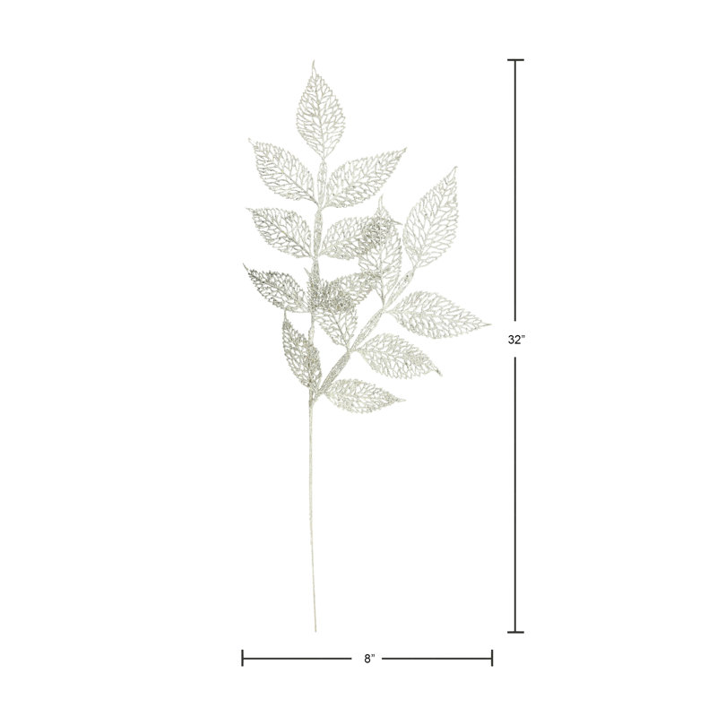 Silver Glitter Leaf Spray