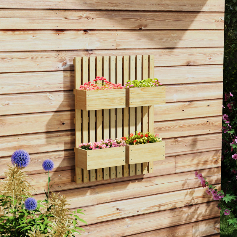 Lit de jardin surélevé avec treillis pour fleurs de vigne et plantes grimpantes Outsunny