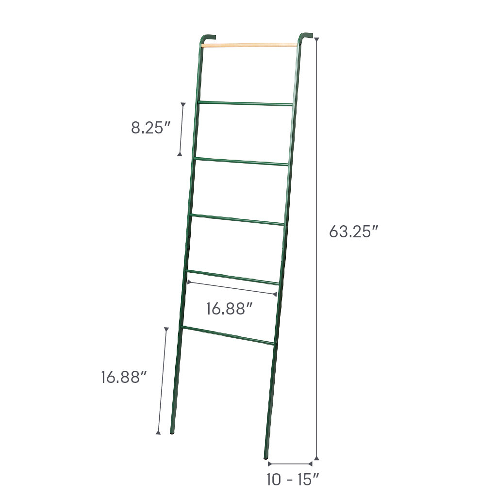 Yamazaki Home Leaning Ladder Rack, Steel, Forest Green