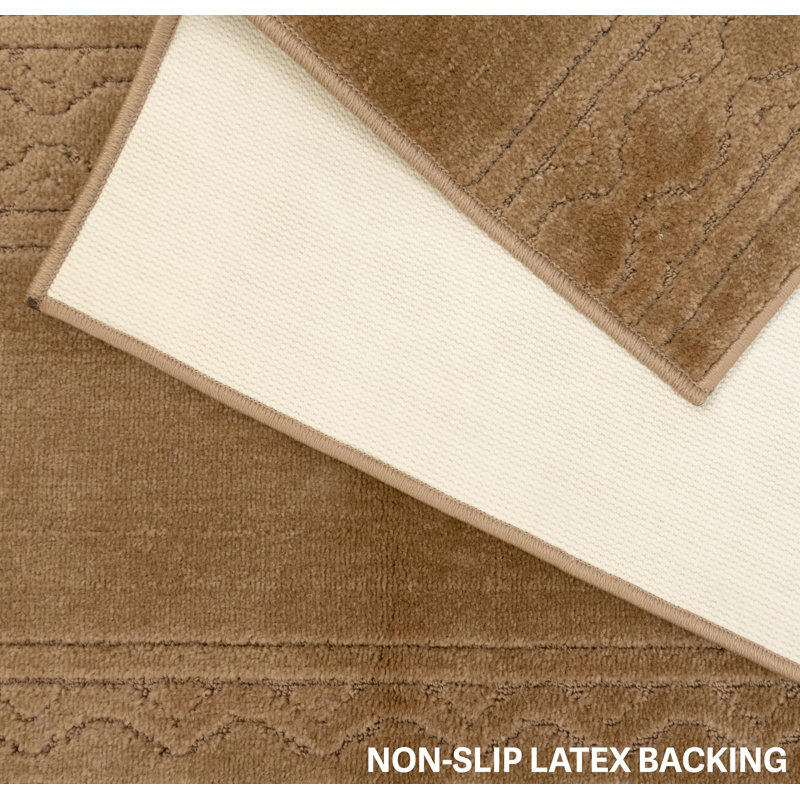 Anti-Slip Soft Pile Chain Beige Runner Rug, Runner 2'2" x 17'