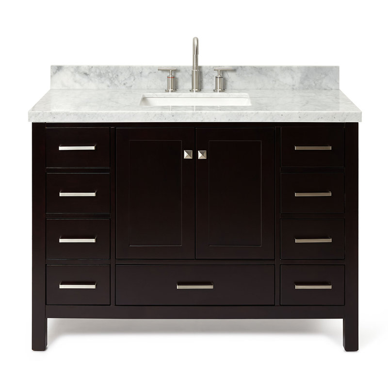 Cambridge 49'' Single Bathroom Vanity with Carrara Marble Top, Espresso