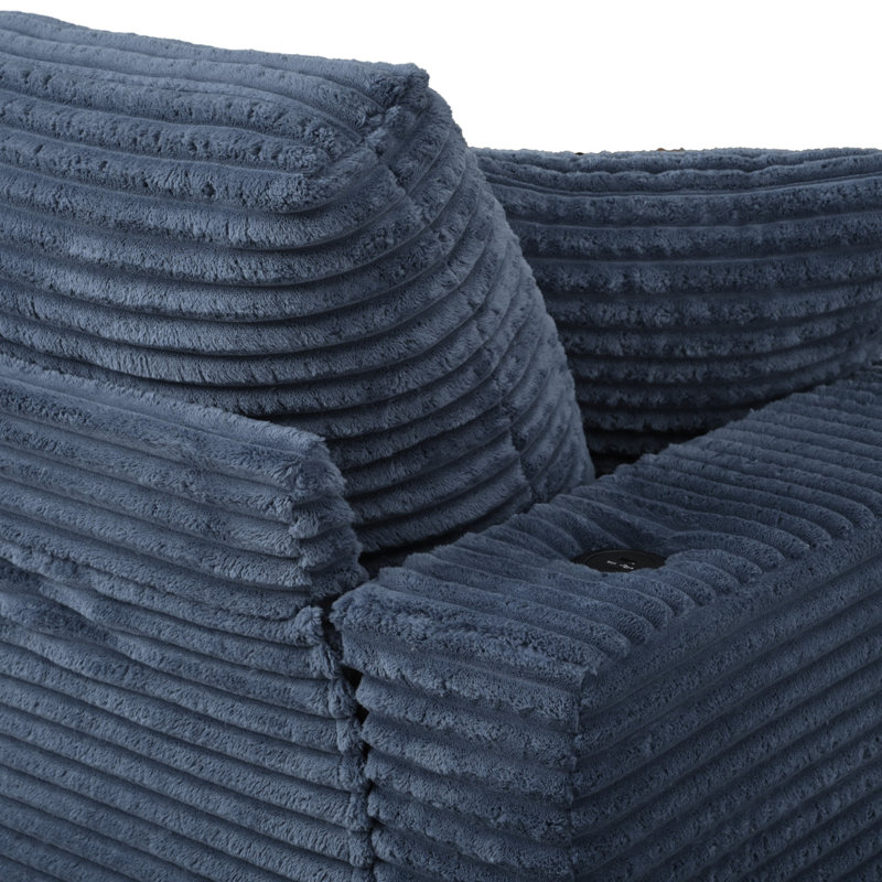 Canapé-lit modulaire surdimensionné avec méridienne et canapé-lit Corduroy, Bleu