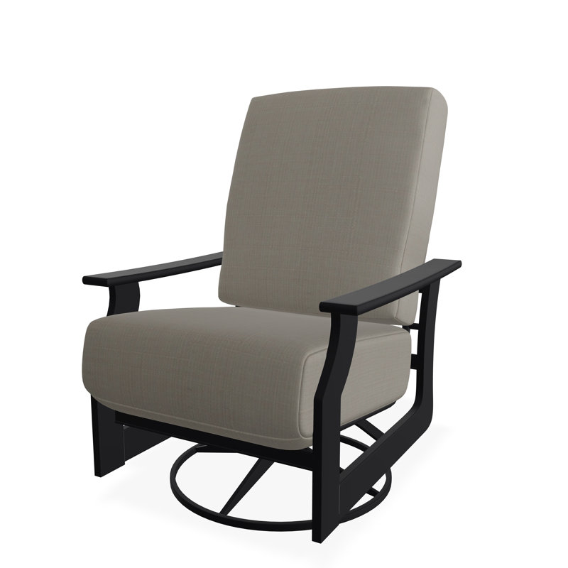 Chaise berçante pivotante en polymère St. Catherine, Noir, Lin naturel