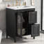 Meuble-lavabo de 24 po avec lavabo, bois massif, panneau de fibres à densité moyenne et grand espace de rangement
