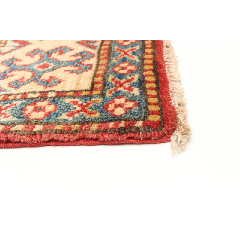 Tapis unique en laine noué à la main 3 pi 3 po x 5 pi 1 po nouvel âge Safira - rouge / bleu / beige