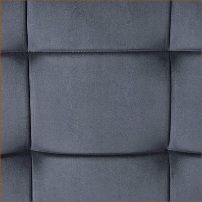 Ottoman, Industrial Metal Frame Velvet Upholstered, Slate Gray Light Gray, for Living Room | Metal | Velvet