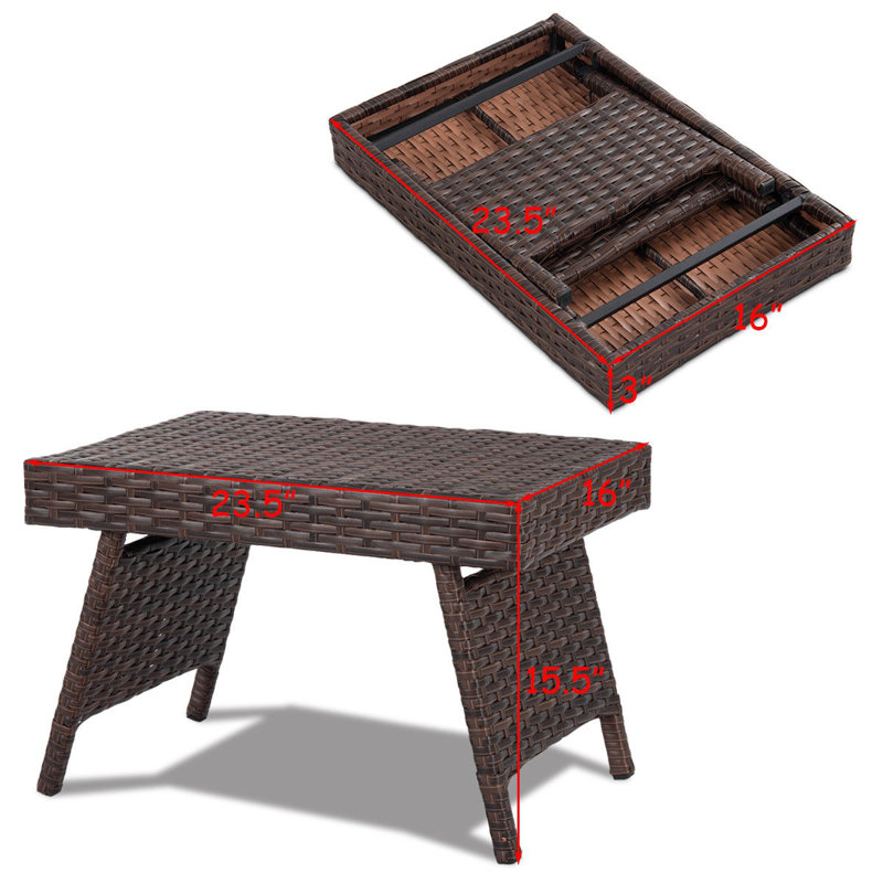 Devasheeh Rectangular Wicker/Rattan Outdoor Folding Coffee Table