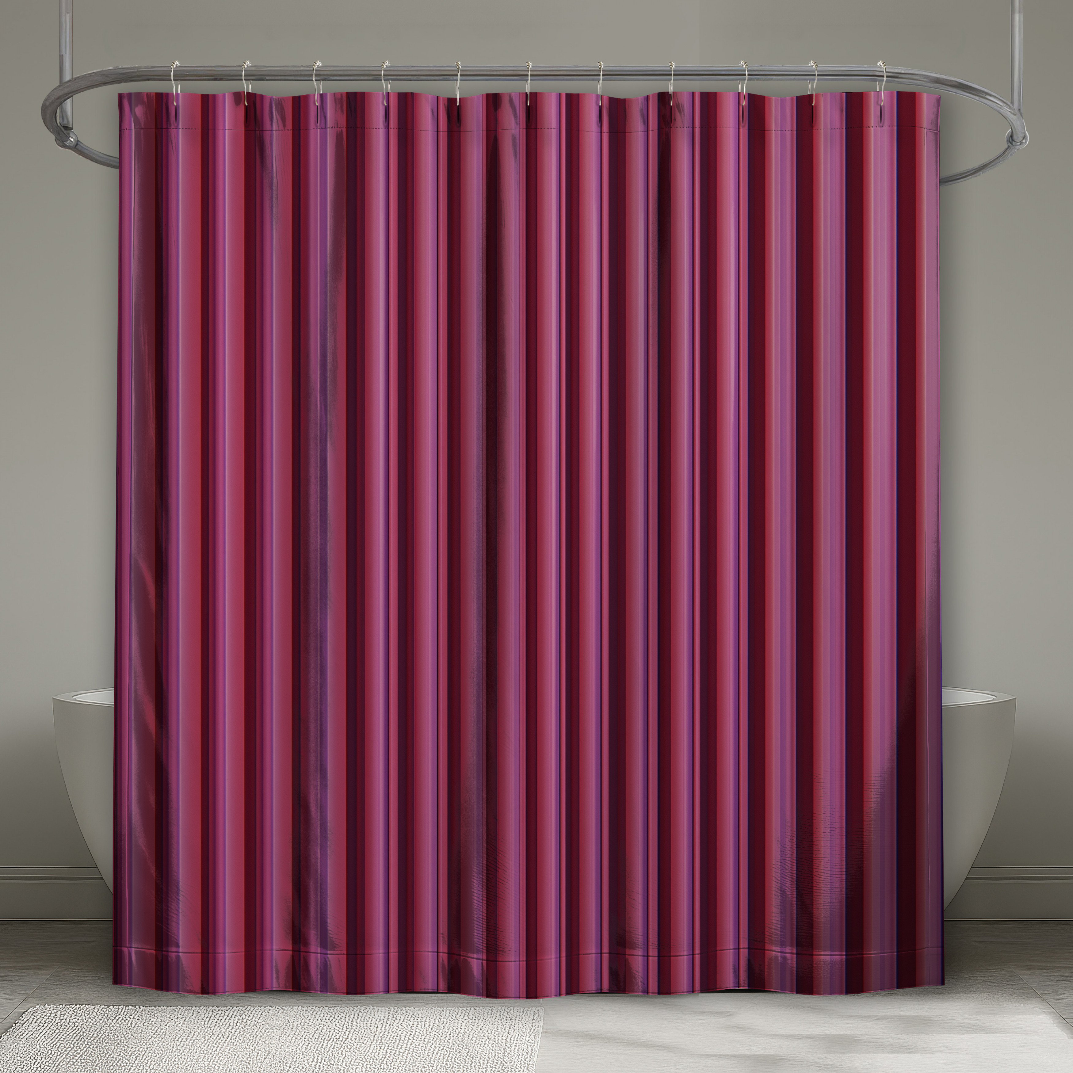 East Urban Home Red Vertical Stripes Shower Curtains Extra Long | Wayfair