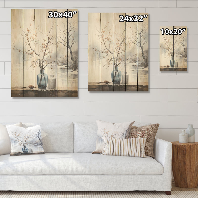 Tree Winters Window Oasis - Art mural en bois sur bois de pin naturel, H 20 po x l 10 po