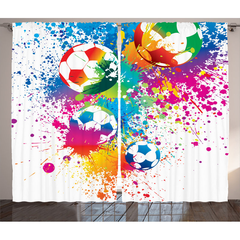 Soccer Semi-Sheer Rod Pocket Curtain Panels, 54" x 96"
