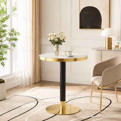 23.6-Inch Round Bistro Table with Stainless Steel Edge