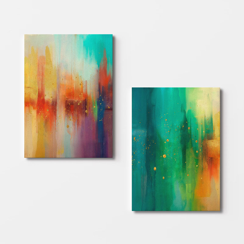Peinture décorative sur toile (2 pièces), H 19,7 po x l 27,6 po