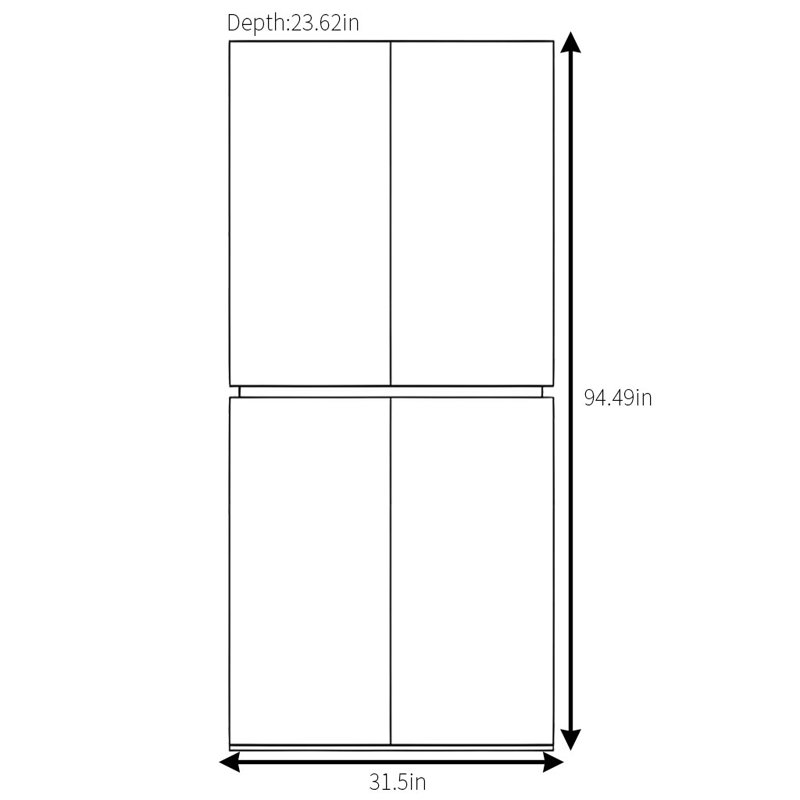 Modern Simple Segmented Wardrobe, 94.49" H x 31.35" W x 23.62" D