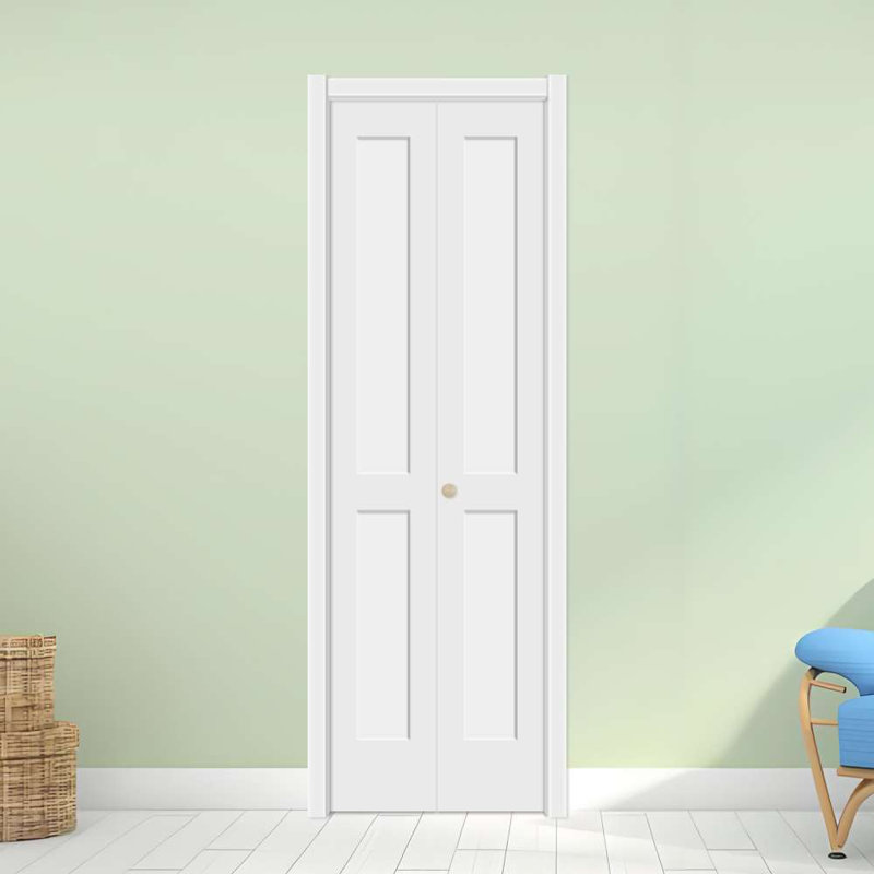 1-3/8" Door Thickness Primed 2 Panel Solid Core Shaker Bi-fold Door, 24" x 80"