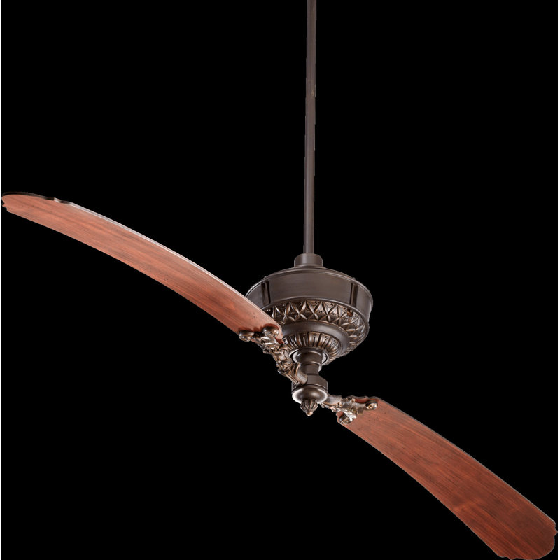 Denslowe Ceiling Fan, Oiled Bronze with Distressed Vintage Walnut Blades