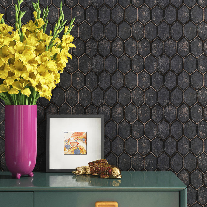 Rouleau de papier peint nid d'abeille Tiffany, Anthracite