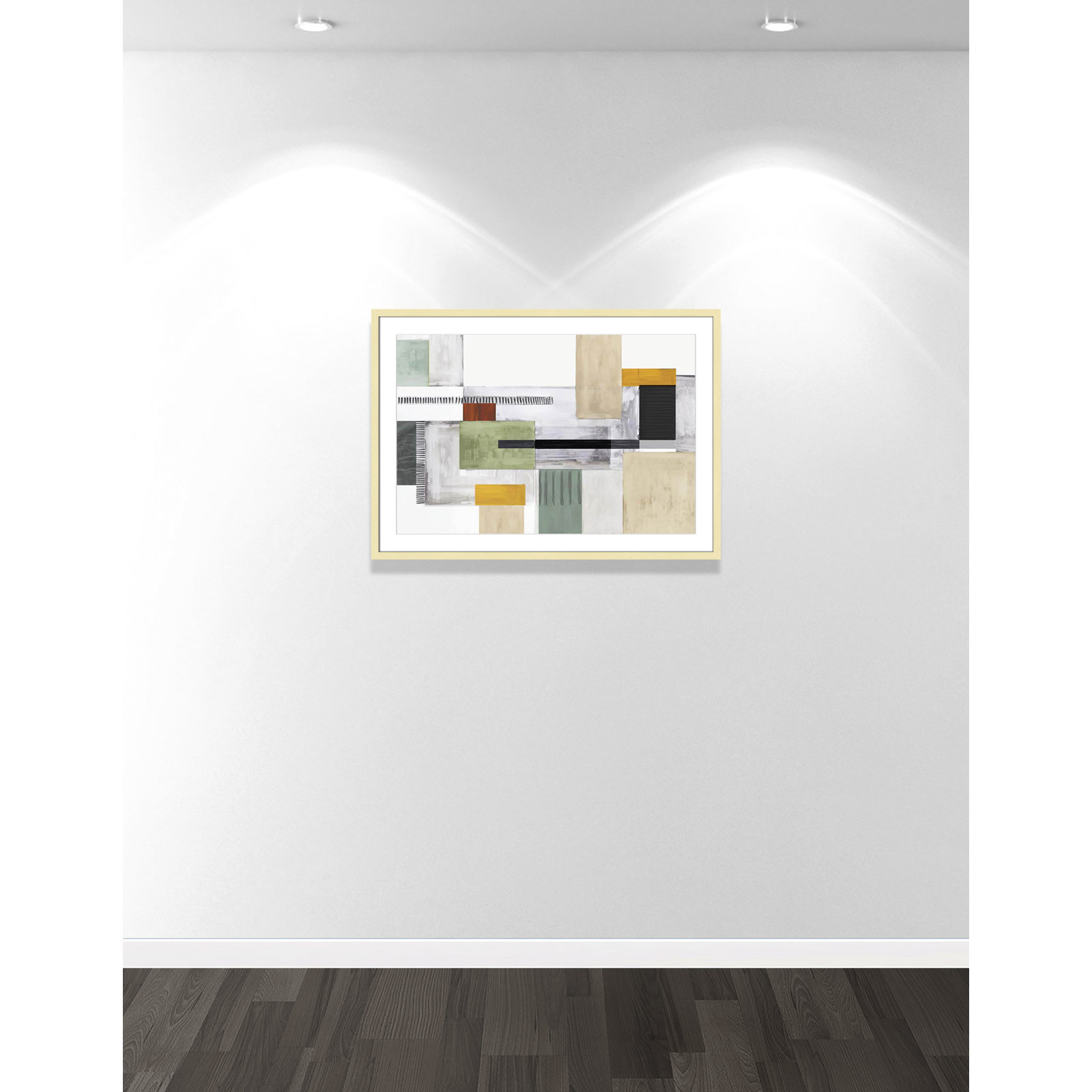 Playful Blocks Print by Tom Reeves, 25.5" H x 35.5" W x 1.25" D, Gold Box Picture Framed, White