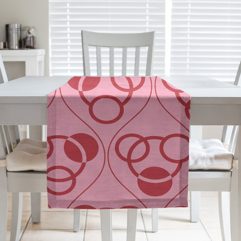Chemin de table fêtest hol, L 72 po x l 16 po, Rose / Rouge, Polyester