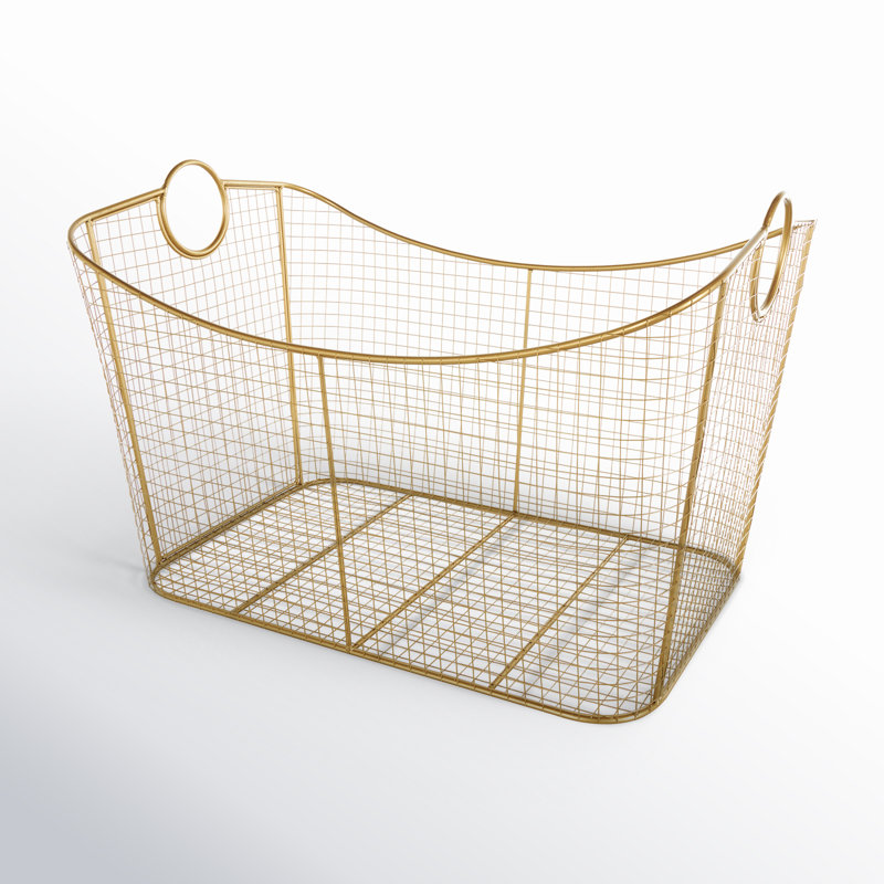 Panier de rangement moderne en métal, Doré