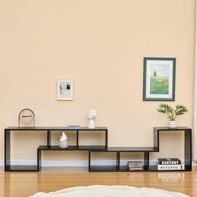 Meuble télé 2 pièces pour meuble télé, meuble multimédia avec console de jeu gratuite, étagère de rangement ouverte pour le salon, meuble télé en L pour bibliothèque à 2 tablettes
