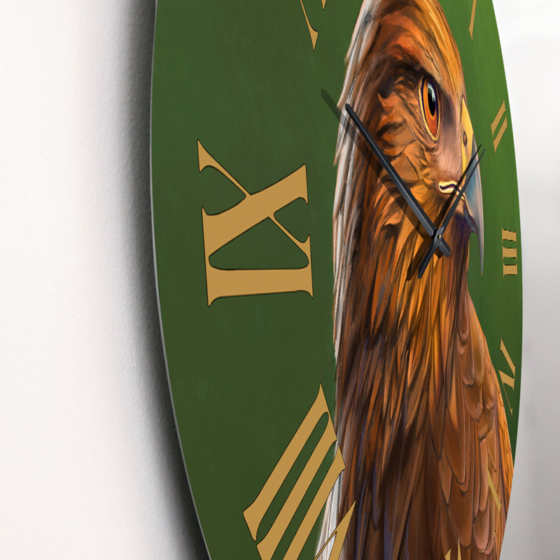 Portrait d'un oiseau Hawk - horloge murale traditionnelle, Grand