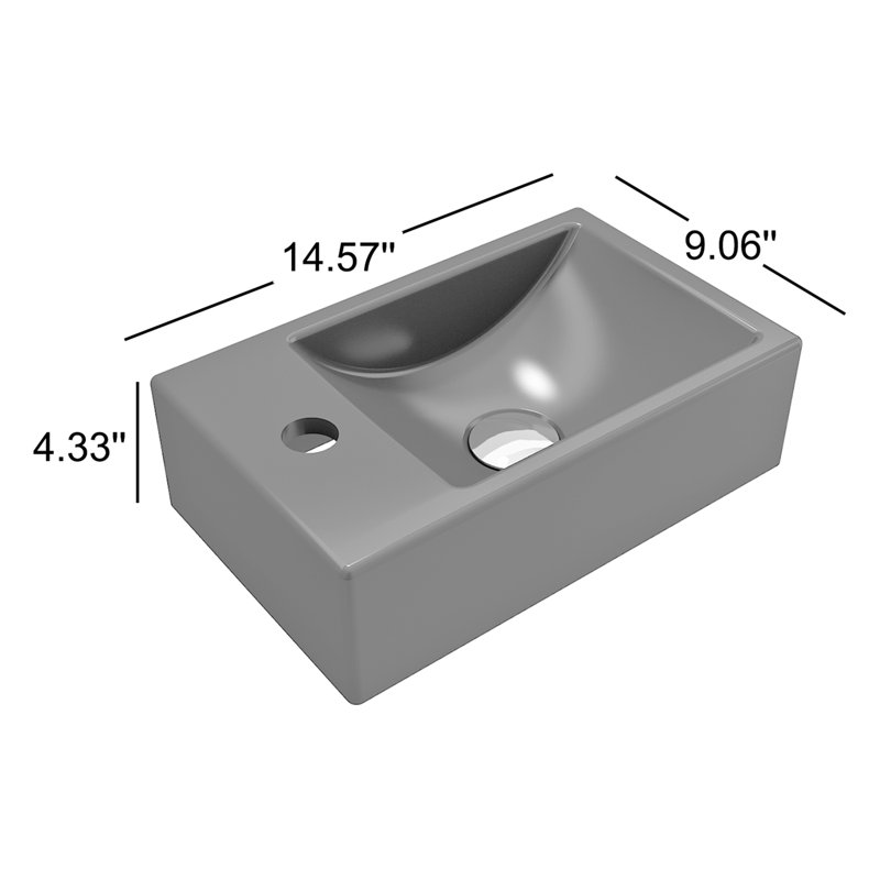 Milano 14.57'' L Bathroom Sink, Matte Black