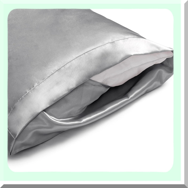 CoolSilk HairGuard Pillowcase Set - 20x40 Silver Envelop Closure Pillow Covers for Friendly Hair Protection and Cooling Effect