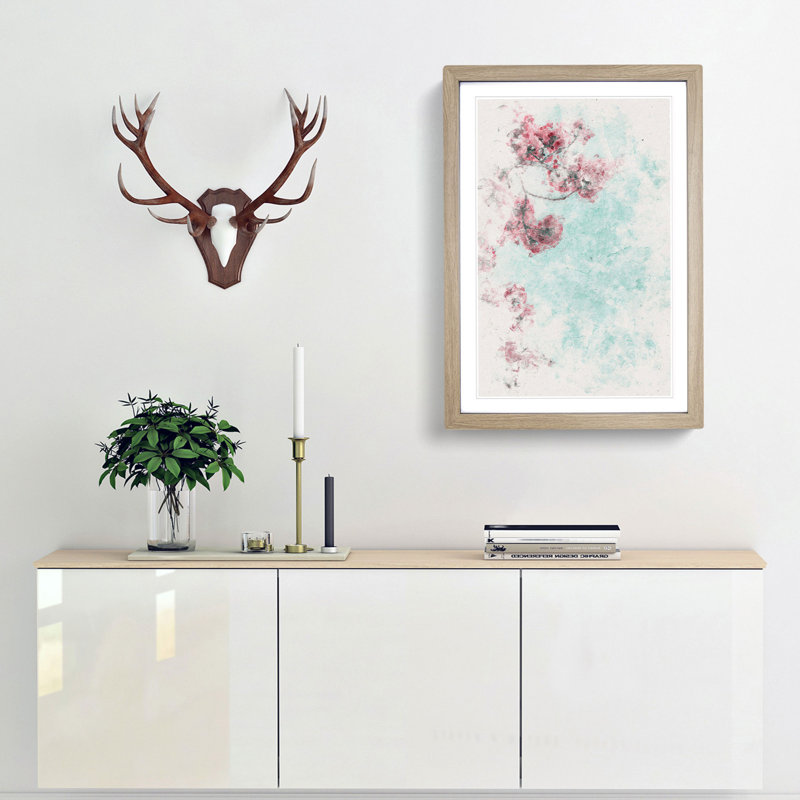 Cherry Blossom Tree Branches - Picture Frame Painting Print, 33cm H x 24cm W x 2cm D, Oak Framed