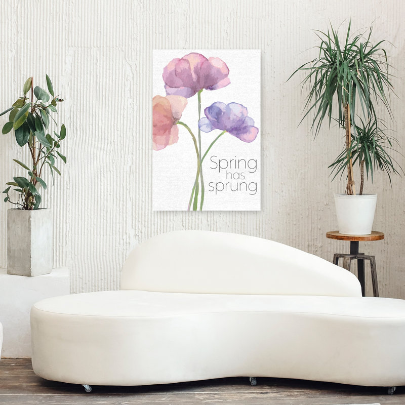 «Spring Has Sprung», art floral printanier contemporain, H 36 po x l 24 po