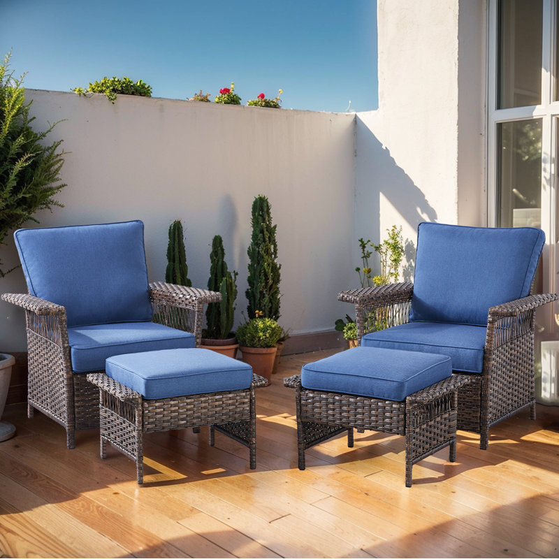 Tapash 4 - Person Patio Conversation Set with Cushions, Blue