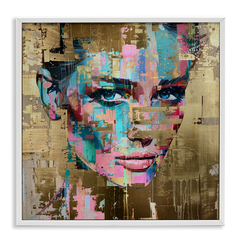  «Glam & Gold Hues», estampe numérique par Svetlana Aleynikova, H 12 po x l 12 po, Giclée encadrée blanc bord de mer