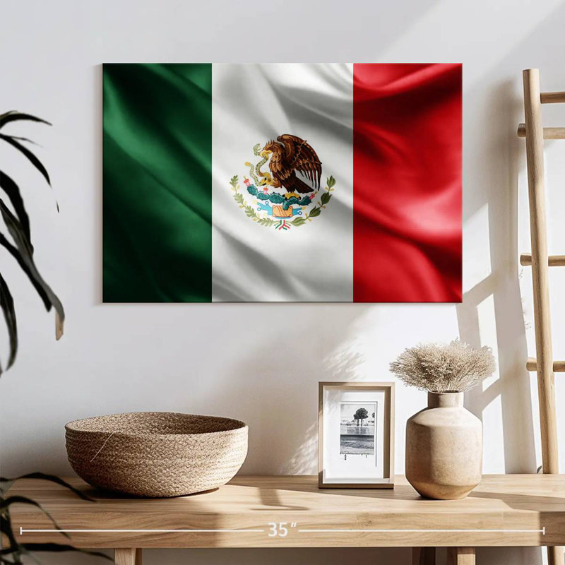 Borges Silk Mexican Flag, 24" H x 36" W