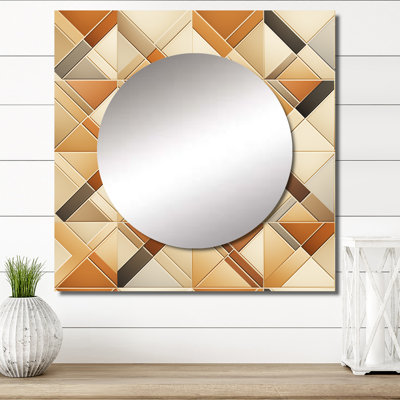 Miroir mural de salon beige et brun rustique géométrique moderne