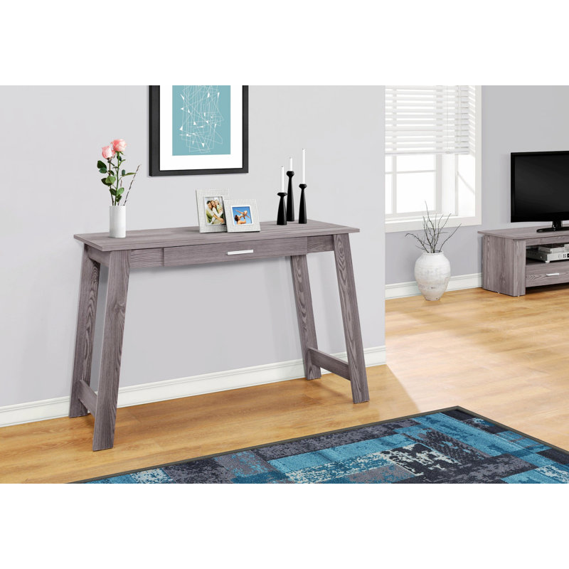 Contemporary Computer Desk, Home Office Desk With Storage Drawers, Gray