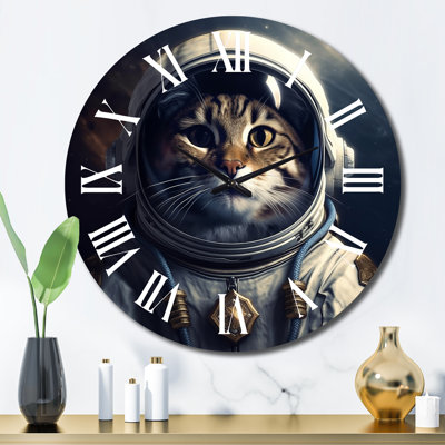 Space Cat Photography I Metal Wall Clock