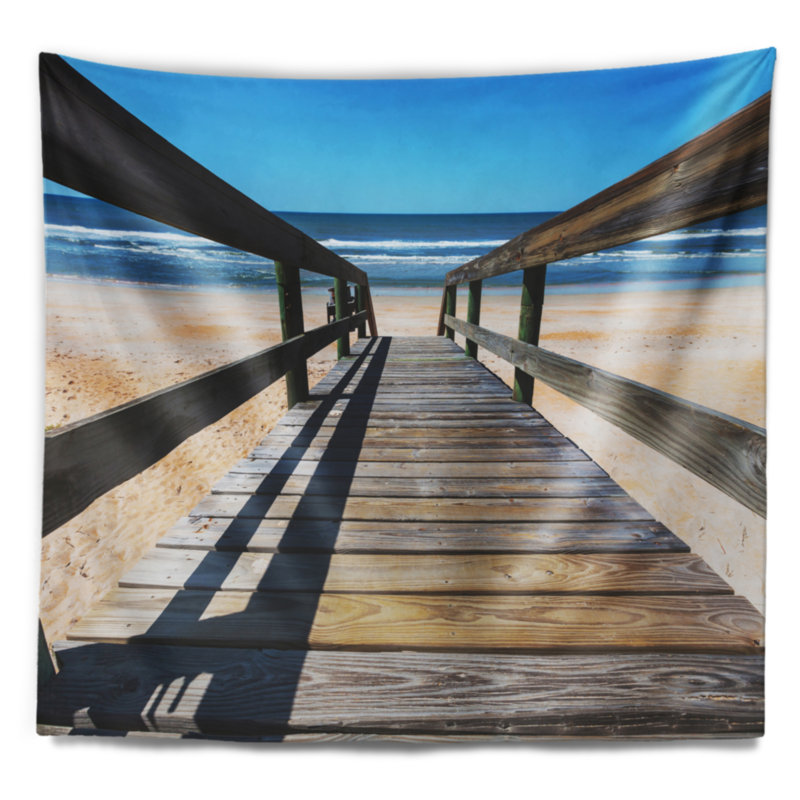 Longue tapisserie dans la tapisserie du bord de mer bleu, H 32 po x l 39 po