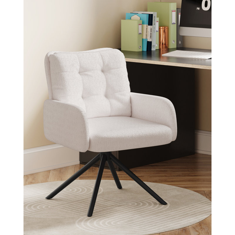 Upholstered Chenille Swivel Accent Chair, Beige